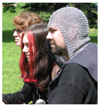 Some visitors have excellent costumes like this man in chain mail