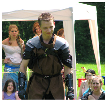 A fighting guard enters the ring.