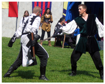 with a dangerously low sword thrust