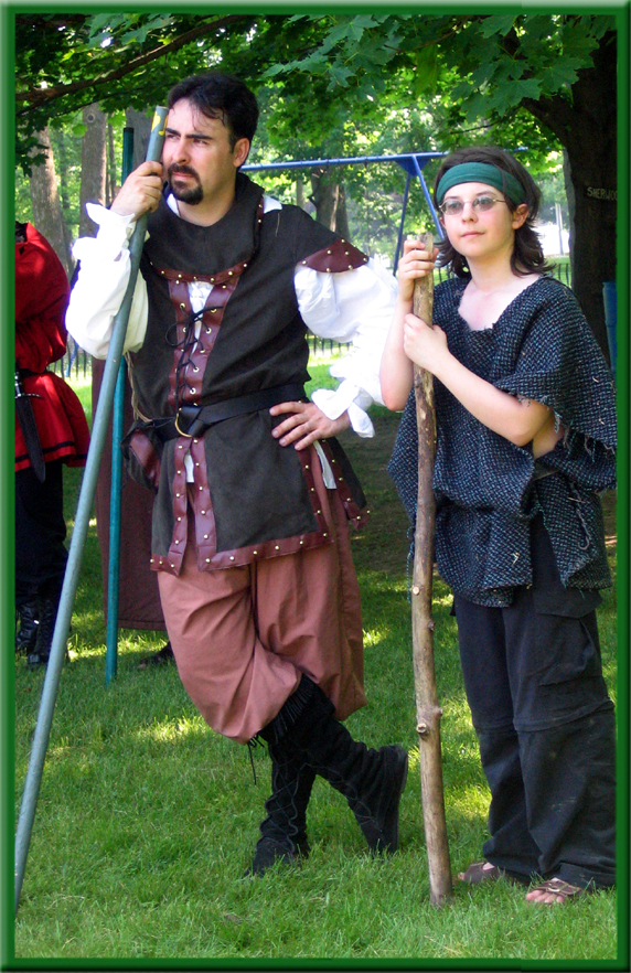 Robin (in the) Hood with the young outlaw Crispin the Dull.